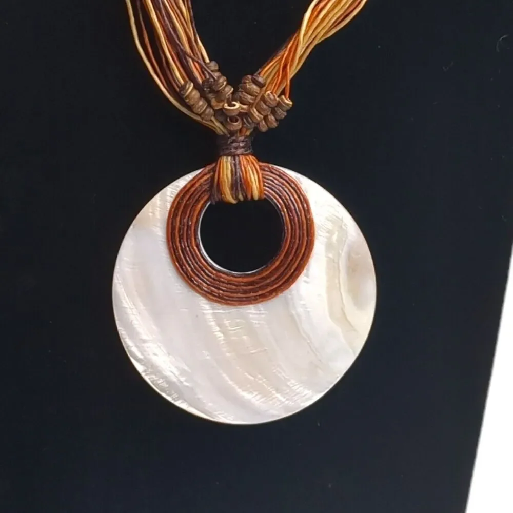 Vintage Tribal Abalone Shell Necklace - Beaded Multi-String, Bohemian, 18 Inch